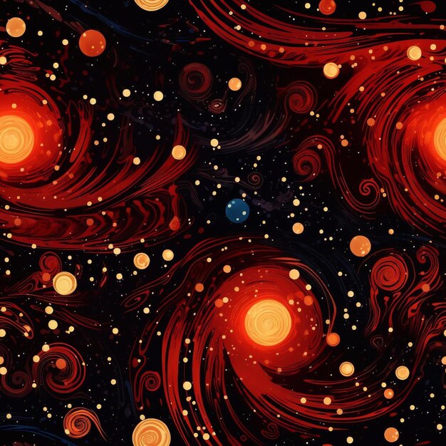 Una pintura abstracta colorida de un diseño en espiral con las palabras "el universo".