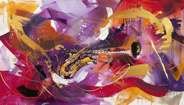 Pintura abstracta colorida genial para los amantes del arte que aprecian las composiciones dinámicas AIG62