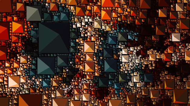 Una pintura abstracta colorida con muchos cuadrados de diferentes colores
