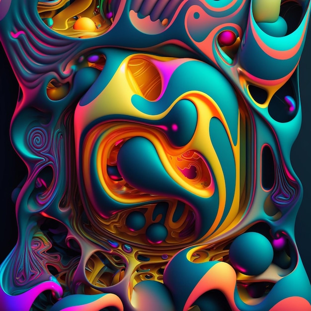 Una pintura abstracta colorida con la palabra mente en ella.