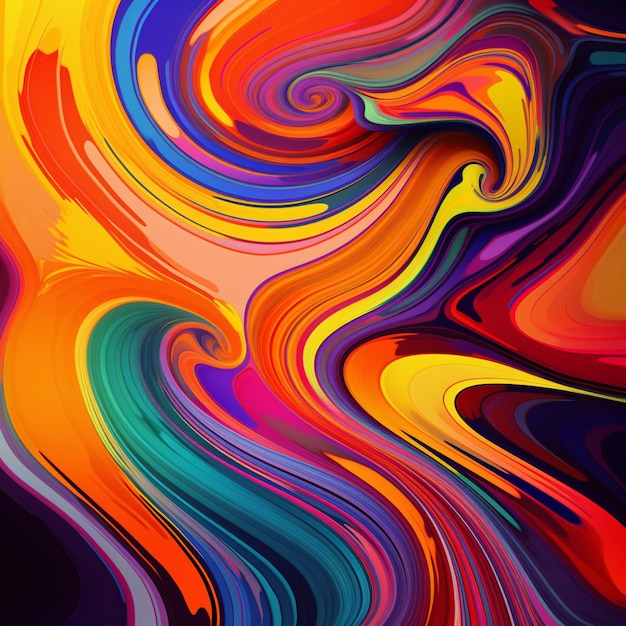 Una pintura abstracta colorida con un patrón en espiral y la palabra amor en él.