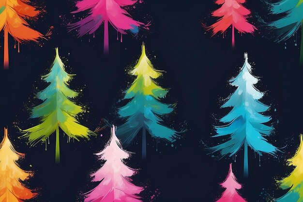 Foto pintura abstracta colorida salpicando el árbol de navidad eps 10