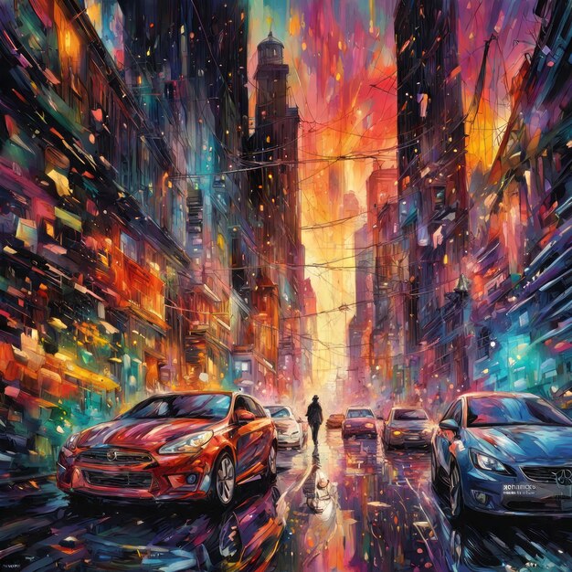 pintura abstracta de um carro na cidade pintura abstracta de um carro na cidade pintura abstracta