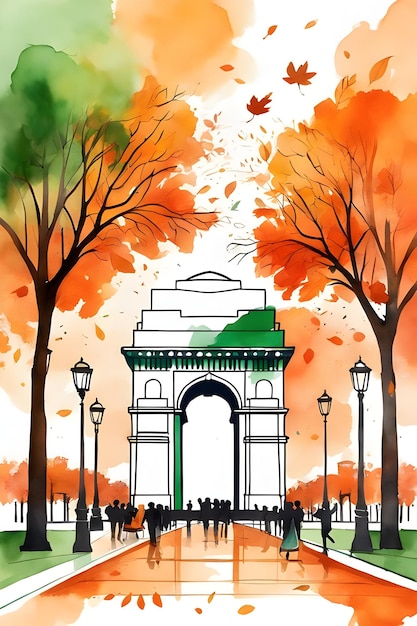 Foto pintura abstracta del día de la república que representa una puerta de la india