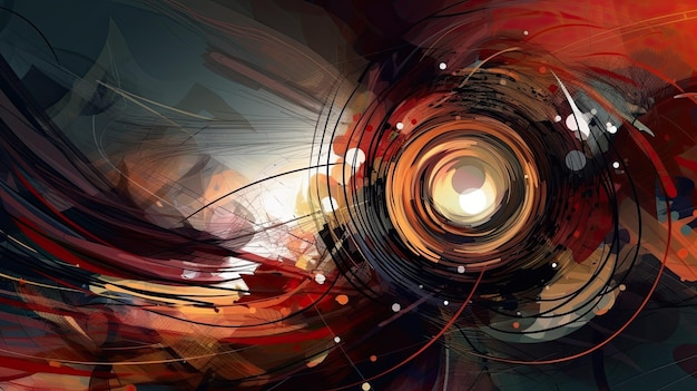 Una pintura abstracta de una espiral con un círculo en el centro.