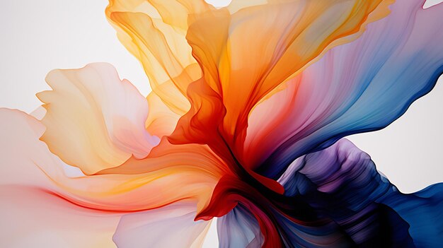 Una pintura abstracta de una flor al estilo de la fotografía fluida curvas coloridas