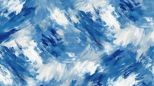 Pintura abstracta con un fondo azul y blanco en un patrón sin costuras