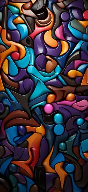 Pintura abstracta de un fondo colorido con muchas formas diferentes