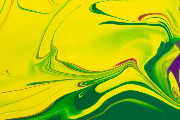 Pintura abstracta fondo moderno arte fluido verde amarillo púrpura