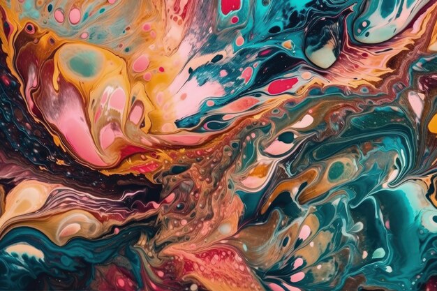 Una pintura abstracta con formas y líneas geométricas coloridas IA generativa