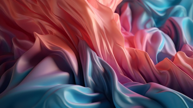 Una pintura abstracta con formas onduladas rosas y azules Generative ai