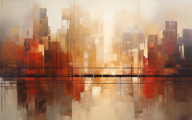 pintura abstracta del horizonte de la ciudad