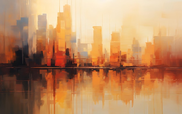 pintura abstracta del horizonte de la ciudad