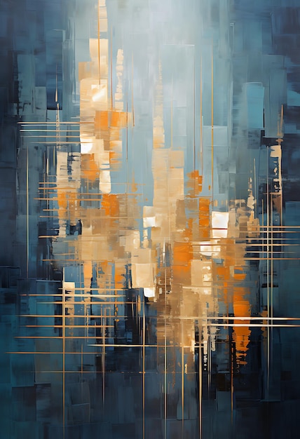 pintura abstracta del horizonte de la ciudad