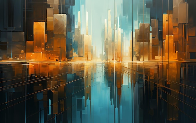 pintura abstracta del horizonte de la ciudad