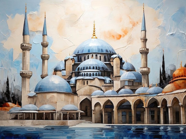 Foto pintura abstracta de la mezquita azul