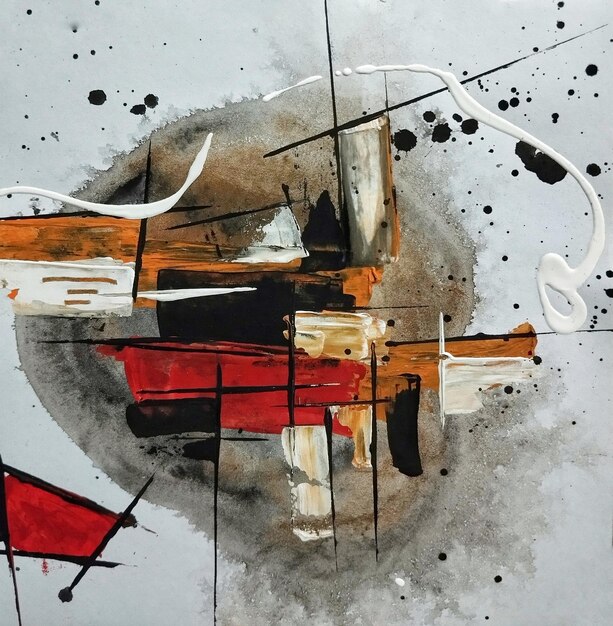 Pintura abstracta minimalista contemporánea en acuarela en composición de color gris marrón