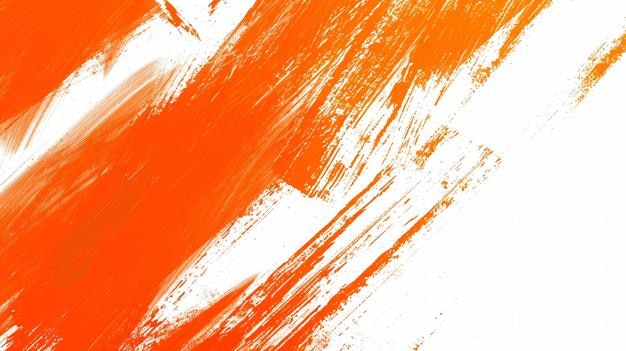 Pintura abstracta naranja y blanca brillante con pincel visible