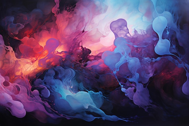 Pintura abstracta de una nube colorida de líquido y agua generativa ai