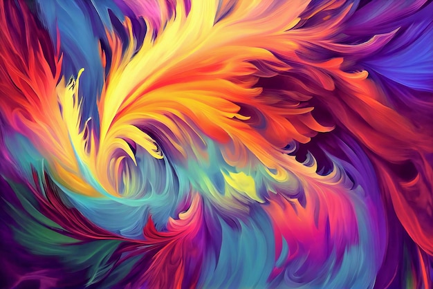 Pintura abstracta olorosa con muchos colores que fluyen Colorido iridiscente Brillante Banner Ai generativo