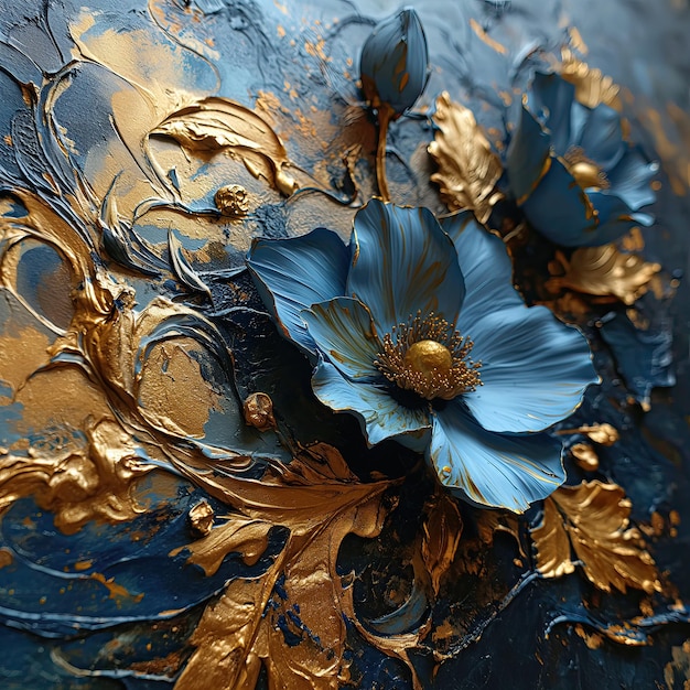 Pintura abstracta papel tapiz de fondo de mármol de lujo textura de oro y tono azul AI