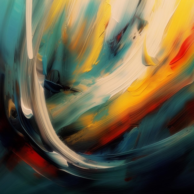 Pintura abstracta de un remolino colorido con un fondo negro ai generativo