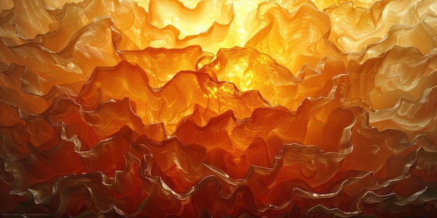 Pintura abstracta del resplandor del atardecer en naranja y amarillo