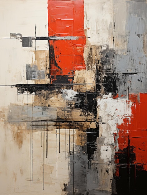 de una pintura abstracta roja y negra con un fondo blanco generativo ai