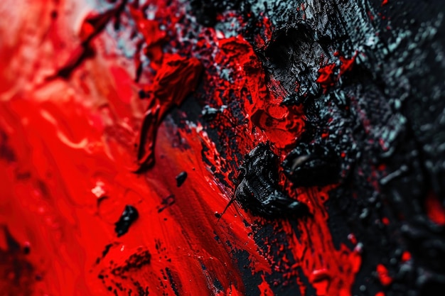 Pintura abstracta en rojo y negro