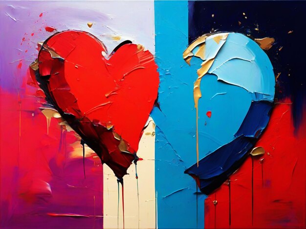 Pintura abstracta de la ruptura en el día de San Valentín