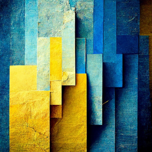 Pintura abstracta sobre fondo de pintura de acuarela azul y amarillo colores ucranianos