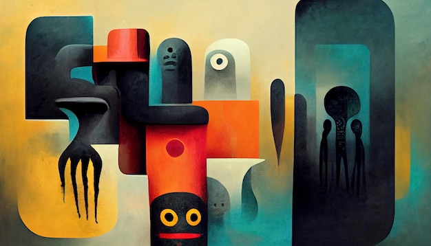 Pintura abstracta surrealista al estilo de la abstracción primitiva Motivos étnicos de las tribus africanas