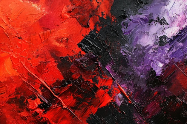 Pintura abstracta con textura roja y púrpura