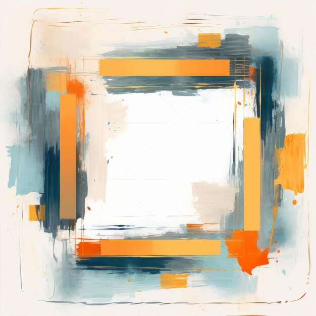 Foto una pintura abstracta con trazos de pintura azul naranja y amarillo