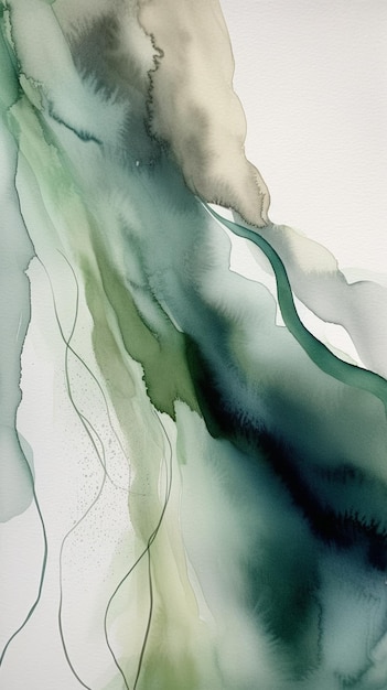 Una pintura abstracta verde y azul del artista.