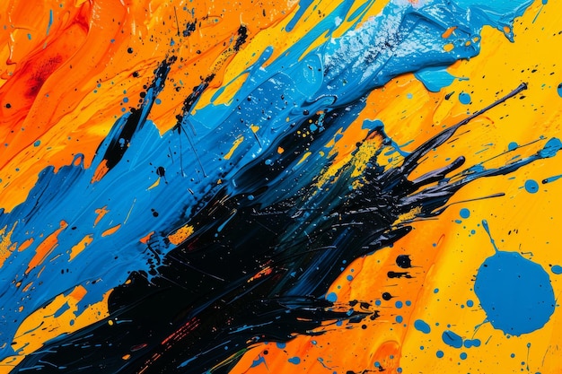 Foto pintura abstracta vibrante con colores audaces y pinceladas dinámicas