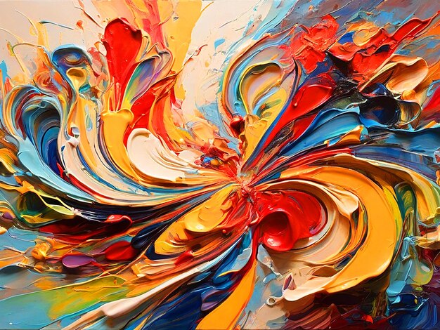 Una pintura abstracta vibrante y dinámica llena de una sinfonía de colores El lienzo es un remolino de r