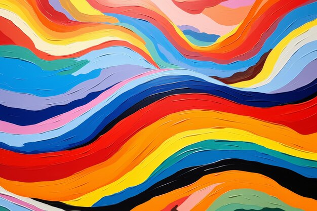Pintura abstracta vibrante con olas y remolinos de colores