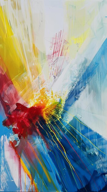 Pintura abstractamente colorida con pinceladas y salpicaduras dinámicas