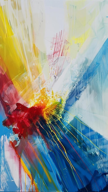 Pintura abstractamente colorida con pinceladas y salpicaduras dinámicas