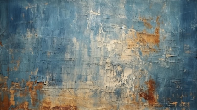 Pintura abstrata azul e marrom