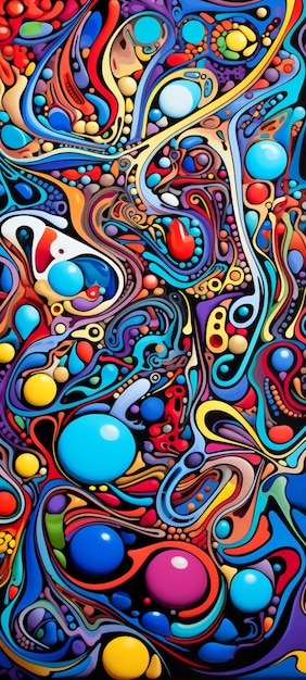 Pintura abstrata brilhantemente colorida de uma variedade de formas e tamanhos generative ai