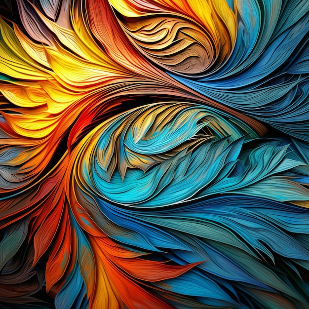 Pintura abstrata colorida com cores vibrantes e uma sensação de movimento