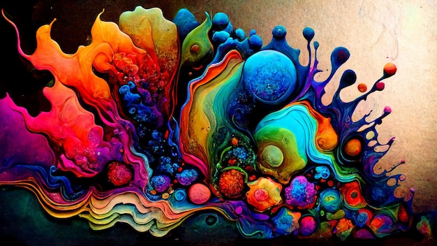 Pintura abstrata de cores brilhantes de uma variedade de formas e tamanhos