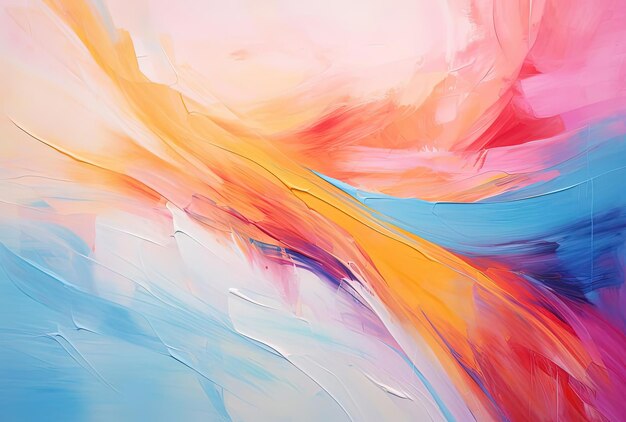 pintura abstrata de laranja brilhante e rosa com um toque de azul no estilo de skyblue e.