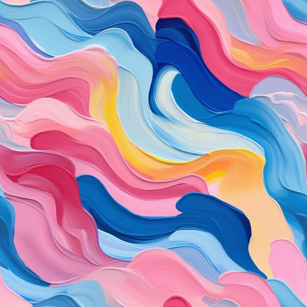 pintura abstrata de ondas coloridas e cores em um fundo rosa generativa ai