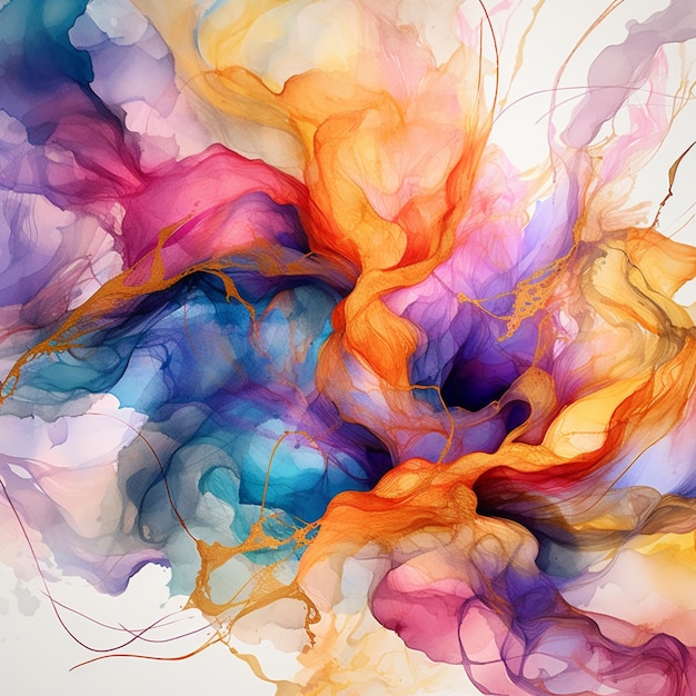 pintura abstrata de um redemoinho colorido de líquido e água gerador ai