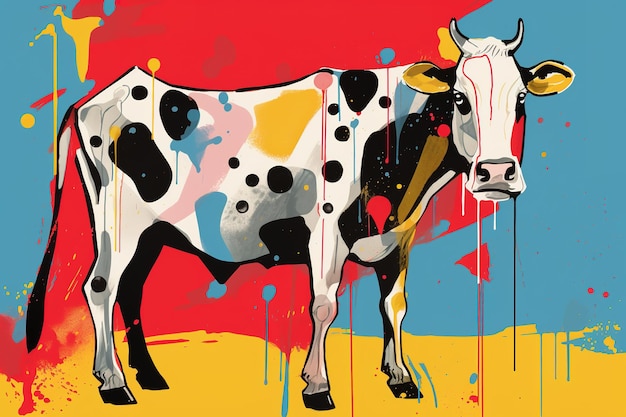 Pintura abstrata de vaca Animais de fazenda Arte de animais