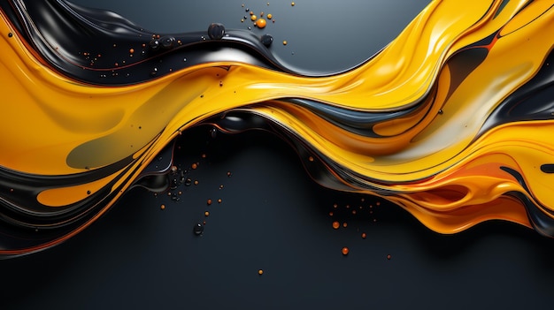 Pintura abstrata em preto e amarelo