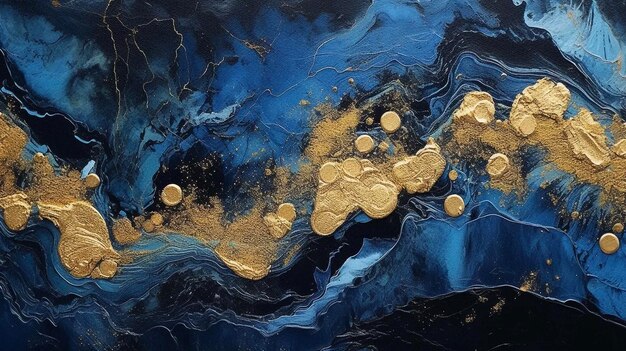 Foto pintura abstrata em preto e dourado